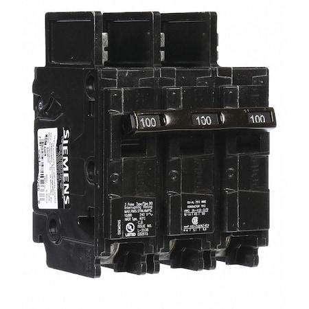 Miniature Circuit Breaker, BQ Series, 100A, 3 Pole, 240V AC, 10kA at 240V AC MPN:BQ3B100