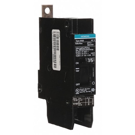 Miniature Circuit Breaker, BQD Series, 35A, 1 Pole, 277V AC, 14kA at 277V AC MPN:BQD135