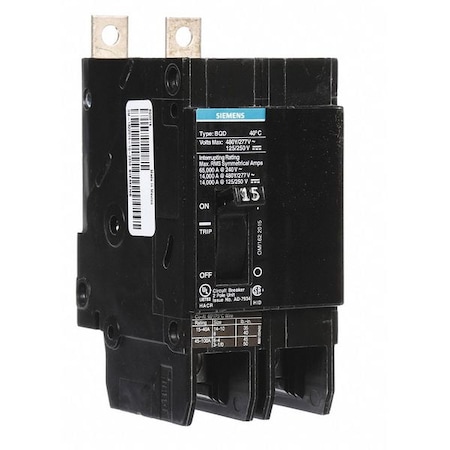 Miniature Circuit Breaker, BQD Series, 15A, 2 Pole, 480V AC, 14kA at 480V AC MPN:BQD215