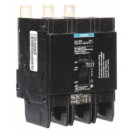 Miniature Circuit Breaker, BQD Series, 100A, 3 Pole, 480V AC, 14kA at 480V AC MPN:BQD3100