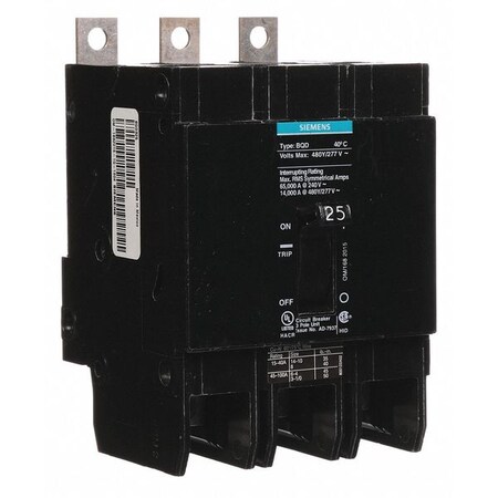 Miniature Circuit Breaker, BQD Series, 25A, 3 Pole, 480V AC, 14kA at 480V AC MPN:BQD325