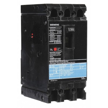 Molded Case Circuit Breaker, ED2 Series, 30A, 3 Pole, 240V AC, 10kA at 240V AC MPN:ED23B030