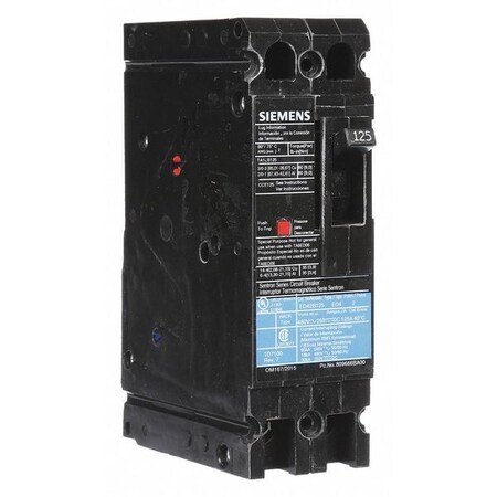 Molded Case Circuit Breaker, ED4 Series, 125A, 2 Pole, 480V AC, 18kA at 480V AC MPN:ED42B125