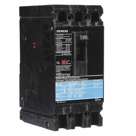 Molded Case Circuit Breaker, ED4 Series, 90A, 3 Pole, 480V AC, 18kA at 480V AC MPN:ED43B090