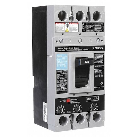Molded Case Circuit Breaker, FXD6-A Series, 125A, 3 Pole, 600V AC, 22kA at 600V AC MPN:FXD63B125