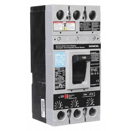 Molded Case Circuit Breaker, FXD6-A Series, 150A, 3 Pole, 600V AC, 22kA at 600V AC MPN:FXD63B150