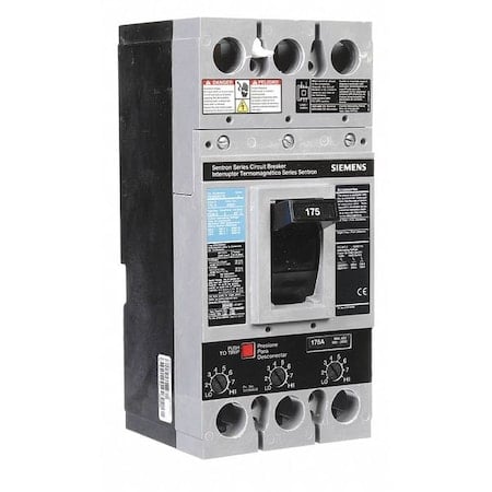Molded Case Circuit Breaker, FXD6-A Series, 175A, 3 Pole, 600V AC, 22kA at 600V AC MPN:FXD63B175