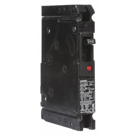 Molded Case Circuit Breaker, HED4 Series, 40A, 1 Pole, 277V AC, 25kA at 277V AC MPN:HED41B040