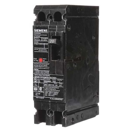 Molded Case Circuit Breaker, HED4 Series, 20A, 2 Pole, 480V AC, 42kA at 480V AC MPN:HED42B020