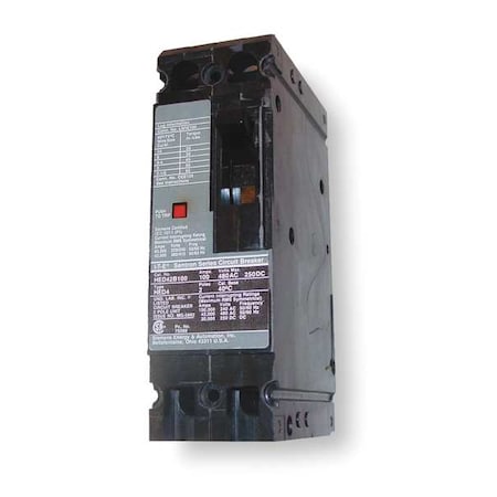 Molded Case Circuit Breaker, HED4 Series, 80A, 2 Pole, 480V AC, 42kA at 480V AC MPN:HED42B080