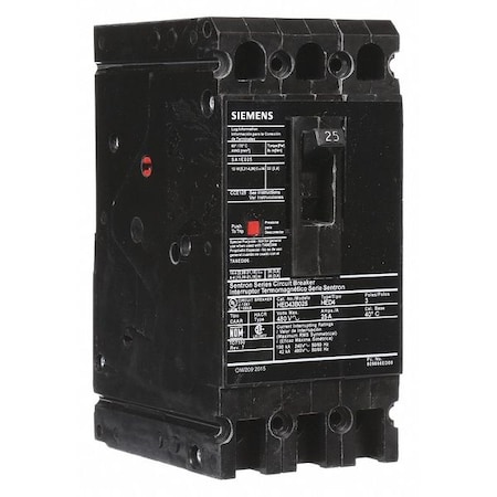 Molded Case Circuit Breaker, HED4 Series, 25A, 3 Pole, 480V AC, 42kA at 480V AC MPN:HED43B025