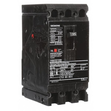 Molded Case Circuit Breaker, HED4 Series, 35A, 3 Pole, 480V AC, 42kA at 480V AC MPN:HED43B035
