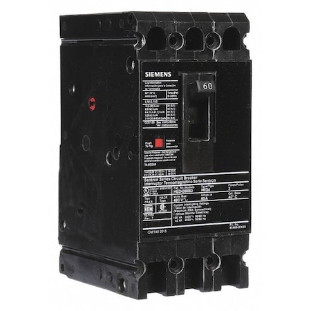 Molded Case Circuit Breaker, HED4 Series, 60A, 3 Pole, 480V AC, 42kA at 480V AC MPN:HED43B060