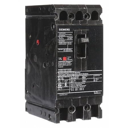 Molded Case Circuit Breaker, HED4 Series, 110A, 3 Pole, 480V AC, 42kA at 480V AC MPN:HED43B110