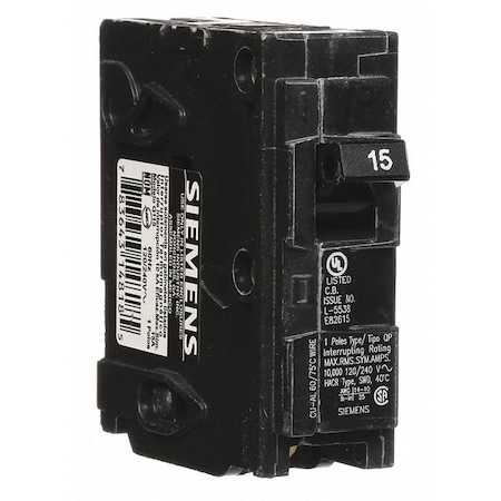 Miniature Circuit Breaker, Q Series, 15A, 1 Pole, 120V AC, 10kA at 120V AC MPN:Q115