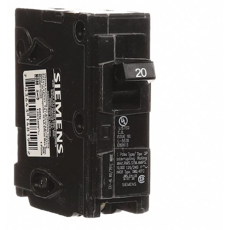 Miniature Circuit Breaker, Q Series, 20A, 1 Pole, 120V AC, 10kA at 120V AC MPN:Q120
