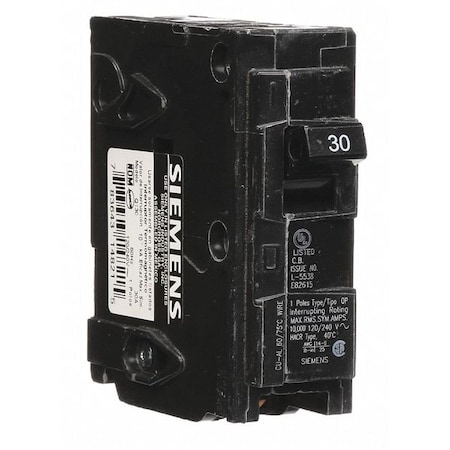 Miniature Circuit Breaker, Q Series, 30A, 1 Pole, 120V AC, 10kA at 120V AC MPN:Q130