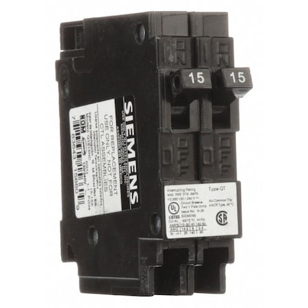 Miniature Circuit Breaker, Q Series, 15/15A, 1 Pole, 120V AC, 10kA at 120V AC MPN:Q1515NC