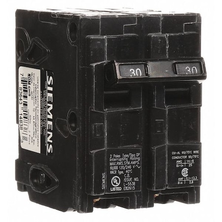 Miniature Circuit Breaker, Q Series, 30A, 2 Pole, 120/240V AC, 10kA at 120V AC MPN:Q230