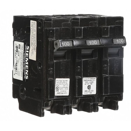 Miniature Circuit Breaker, QP Series, 100A, 3 Pole, 240V AC, 10kA at 120V AC MPN:Q3100