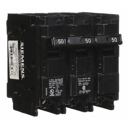 Miniature Circuit Breaker, Q Series, 50A, 3 Pole, 240V AC, 10kA at 120V AC MPN:Q350