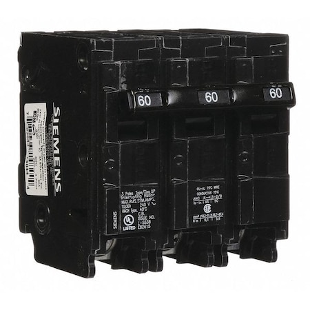 Miniature Circuit Breaker, QP Series, 60A, 3 Pole, 240V AC, 10kA at 120V AC MPN:Q360