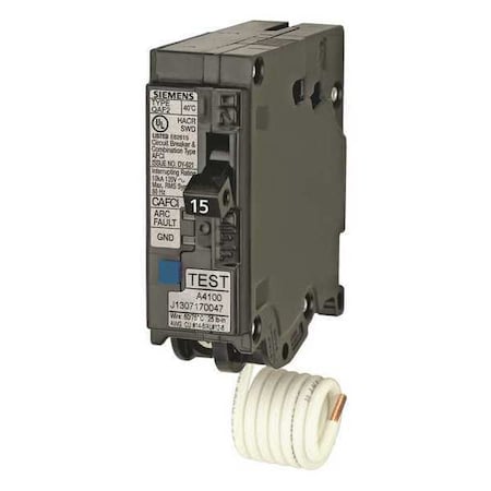 Miniature Circuit Breaker, QA Series, 15A, 1 Pole, 120V AC, 10kA at 120V AC MPN:QA115AFC
