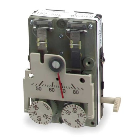 Pneumatic Thermostat, Dual Temperature, Heating and Cooling, 2 Pipe, Vertical, 5/32 in Barb MPN:192-204
