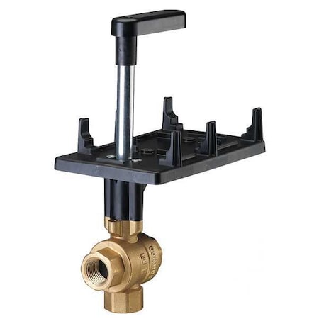 HVAC Ball Valve, Three-Way, Brass, 3/4 in MPN:599-10360S