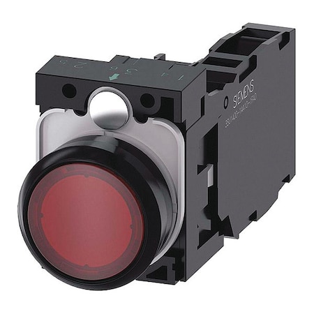 IllumPushButton, FullVolt, Red, 1NO/1NC MPN:3SU1102-0AB20-1FA0