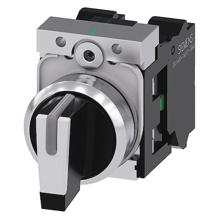 Selector switch, illuminable, 22 mm, rou, Bezel Color: Silver MPN:3SU11502BM603NA0