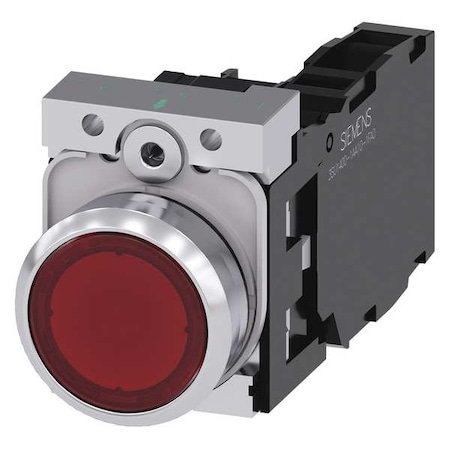 IllumPushButton, FullVolt, Red, 1NO/1NC MPN:3SU1152-0AB20-1FA0