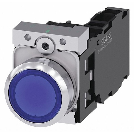 IllumPushButton, FullVolt, Blue, 1NO/1NC MPN:3SU1153-0AB50-1FA0