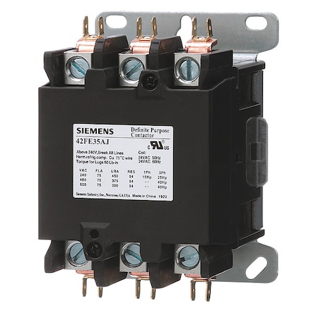Definite Purpose Magnetic Contactor, 277V AC, 3 P, Non-Reversing, 3 Phase, Screw MPN:42FE35AL