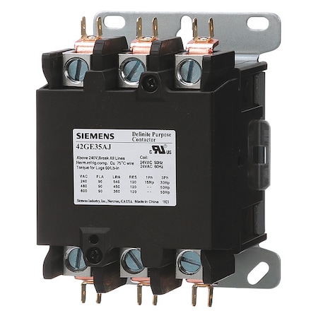 Definite Purpose Magnetic Contactor, 440V-480V AC, 3 P, Non-Reversing, 3 Phase, Screw MPN:42GE35AH