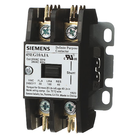 Definite Purpose Magnetic Contactor, 440V-480V AC, 1 P, Non-Reversing, 3 Phase, Screw MPN:45EG10AHA