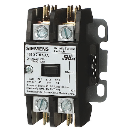 Definite Purpose Magnetic Contactor, 110V-120V AC, 1 P, Non-Reversing, 3 Phase, Screw MPN:45GG10AFA