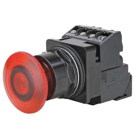 Mushroom Head Push Button, 30 mm, 1NO/1NC, Red MPN:52BR8GRA