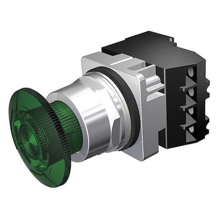 Mushroom Head Push Button, 30 mm, 1NO/1NC, Green MPN:52PR8HSA