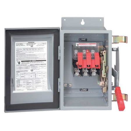 Fusible, Safety Disconnect Switch, Heavy Duty, 600 V, 3PST, NEMA 1 MPN:HF364PV