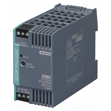 DC Power Supply, 110/300V DC; 85/264V AC, 24V DC, 60 W, 2.5 A, DIN Rail MPN:6EP1332-5BA00