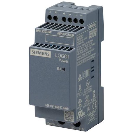 Stabilized Power Supply, 100/240V AC, 15V DC, 28.5 W, 1.9 A, DIN Rail MPN:6EP33216SB100AY0