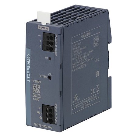 Stabilized Power Supply, 120/230V AC, 24V DC, 60 W, 2.5 A, DIN Rail MPN:6EP33327SB000AX0