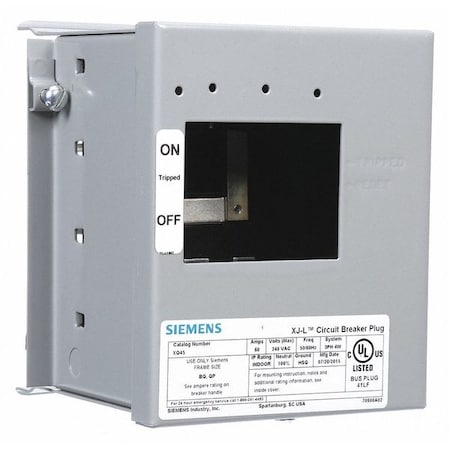 Bus Plug Enclosure, 60A, 120/240V AC, XQ, 3 Phase, 4 Wire MPN:US2:BPJA6GE