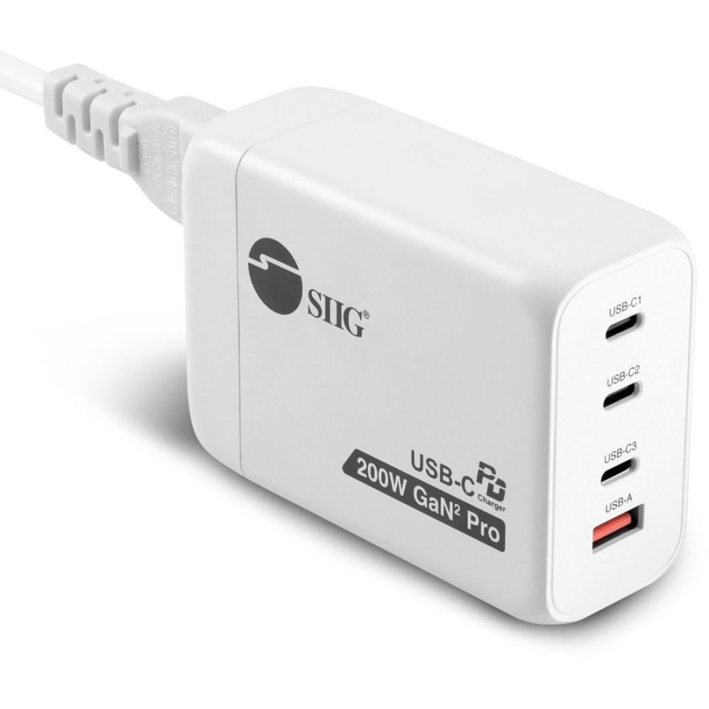 SIIG 200W GaN PD Combo Charger - 3C1A MPN:AC-PW1V11-S1