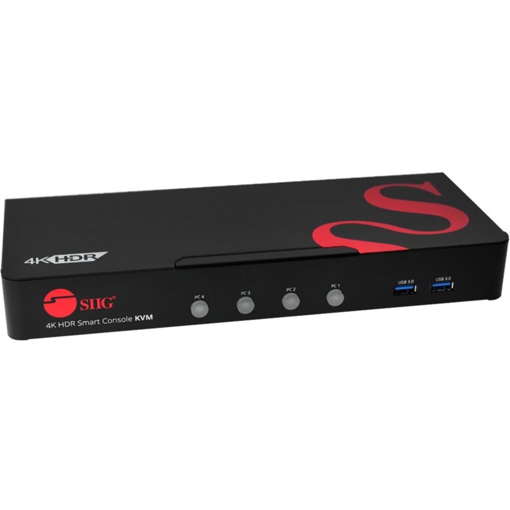 SIIG 4-Port HDMI HDR Smart Console KVM Switch With USB 3.0 Multimedia MPN:CE-H25611-S1