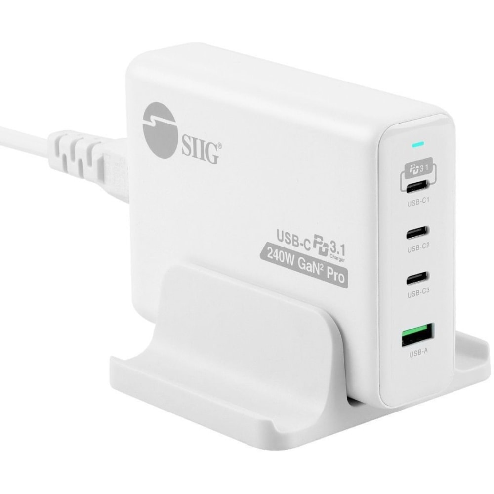 SIIG 240W GaN PD 3.1 Charger - 3C1A - Portable USB Type-C Charger - Maximum 240W output totally - ACPW1X11S1 MPN:AC-PW1X11-S1