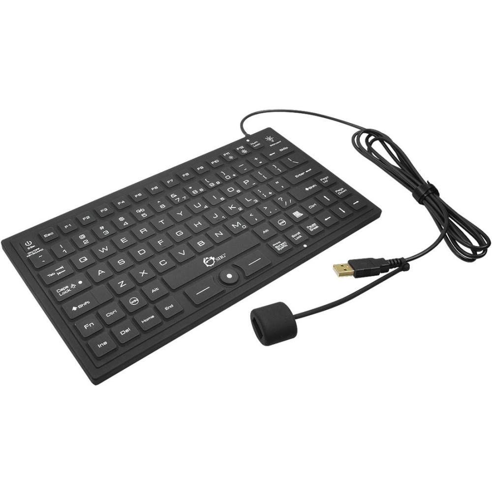 SIIG Industrial-/Medical-Grade Washable Backlit Wired Keyboard With Pointing Device, Black MPN:JK-US0911-S1