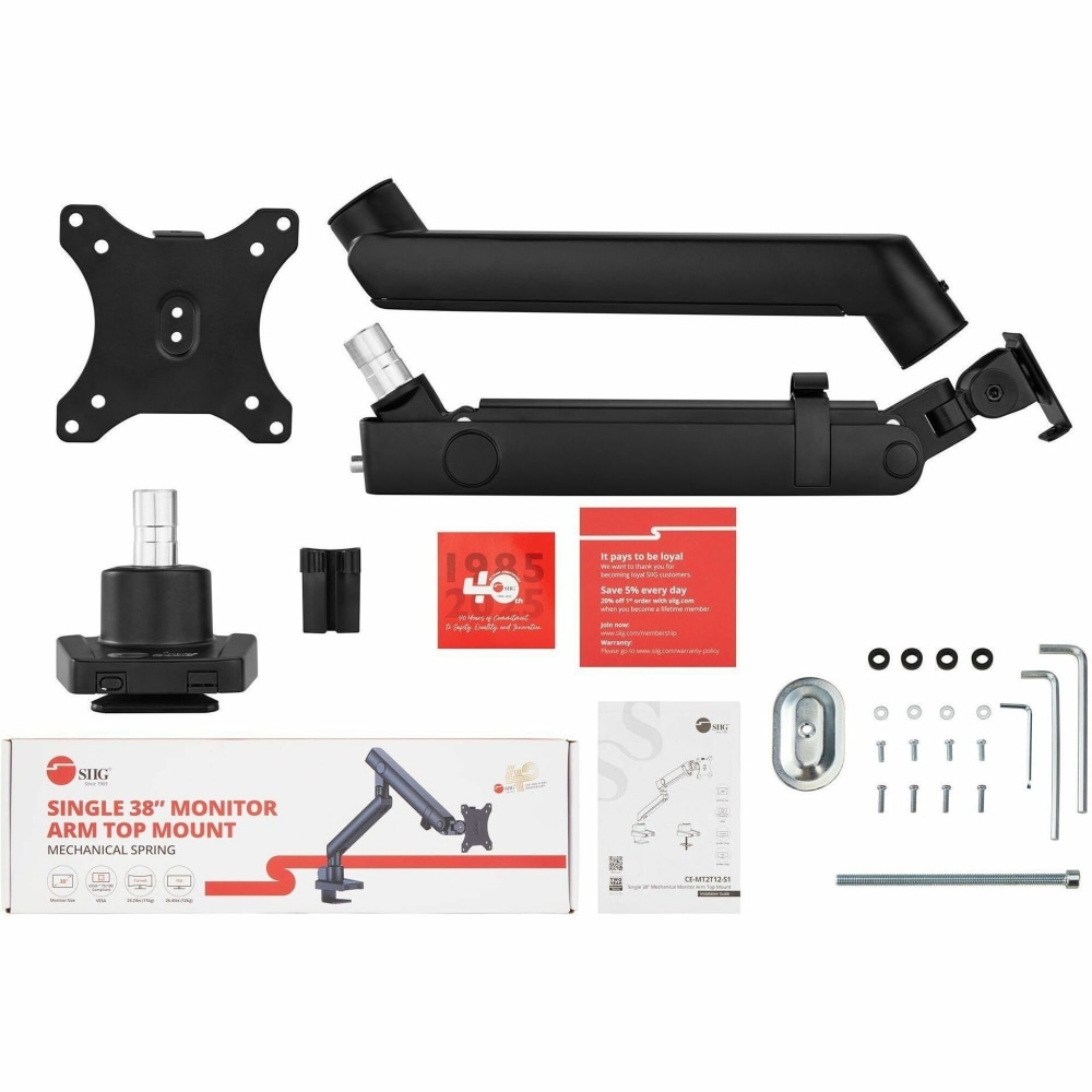 Aluminum Mechanical Spring Single Monitor Arm Mount 17in to 32in Max Load 17.6 lbs, C clamp and Grommet, VESA 75x75 & 100x100 - CE-MT2T12-S1 MPN:CE-MT2T12-S1
