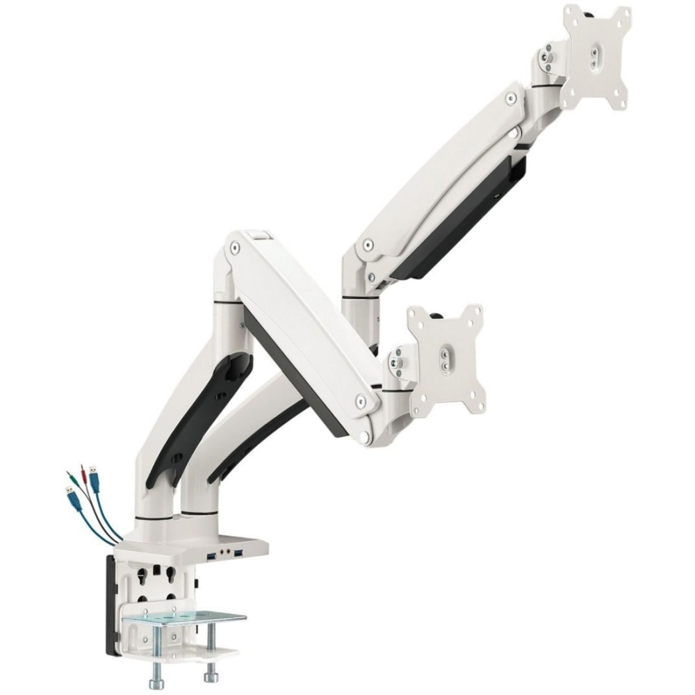 SIIG Dual Monitor Aluminum Heavy Duty Desk Mount with USB and Audio Ports - 17in to 43in - VESA 75x75, 100x100, 200x200 MPN:CE-MT3211-S1